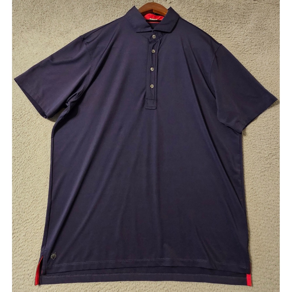 Greyson Mens Navy Blue Performance Golf Polo Shirt Short Sleeve Size Large